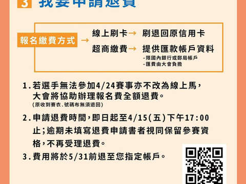 圖為二○二二金門馬拉松競賽組將於四月二十四日如期舉行之詳細作業辦法圖卡3。（摘自金門教育fun學趣）