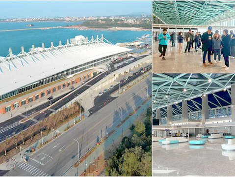 縣府會同交通部航港局辦理金門港旅運中心履勘，經會議評估後調整試營運時程。（縣府提供）