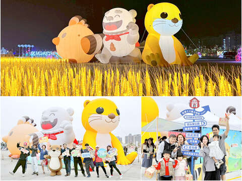 「2026台灣燈會在嘉義」昨日登場，金門縣政府攜手超人氣觀光IP「阿特」、「風獅爺」與「戴勝」跨海參與盛會。 （觀光處提供）